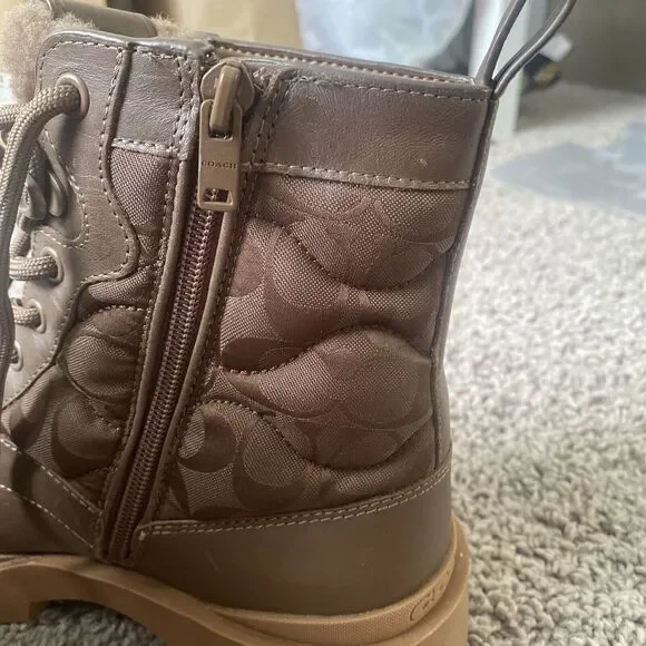 Coach Citysole Leather Lace Up Boots With Shearling Men's Size 7.5 Polyester New